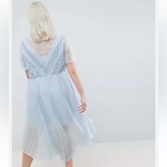 Asos 18 Plus Size baby Blue Floral Lace Dress - Picture 2 of 8